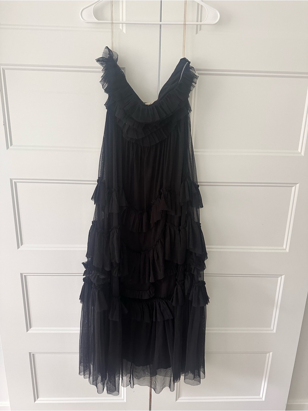 Lucky Brand Black Ruffled Midi Dress